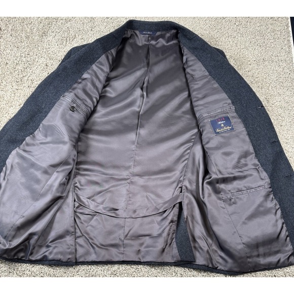 Brooks Brothers 1818 Madison Blazer Herringbone Lambswool Leather Button 42 - Picture 4 of 12